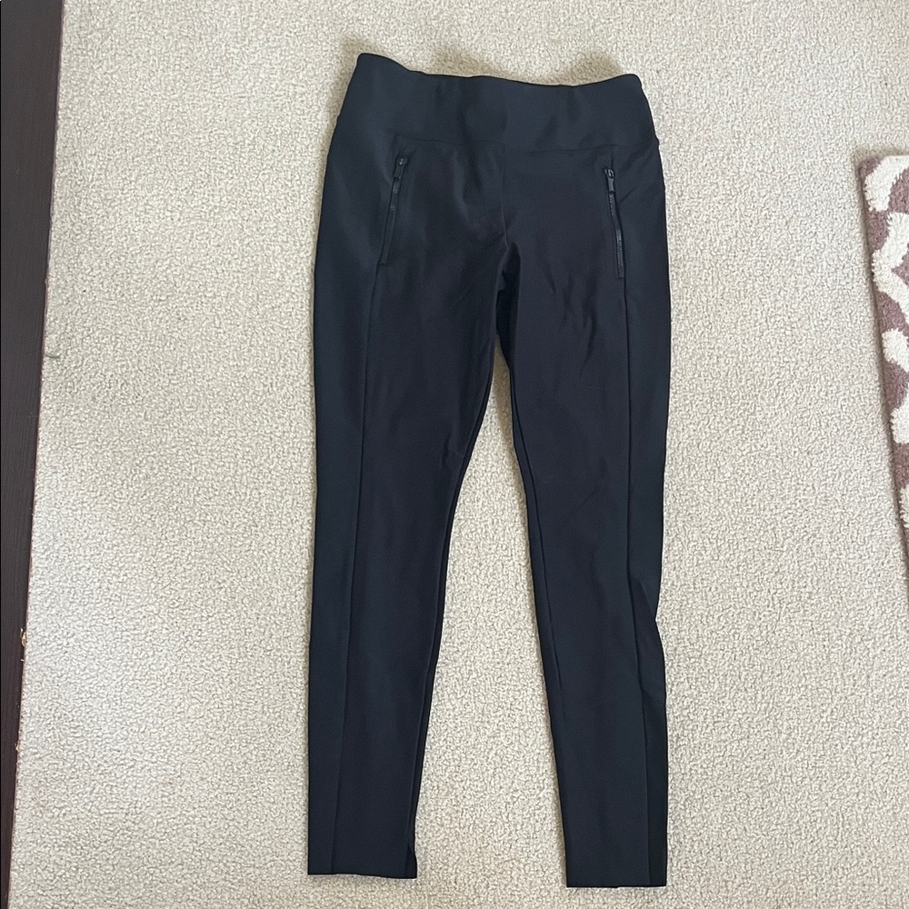Athleta Stretch Black Ponte Golf pants with 3 Zip Pockets Size Medium Tall